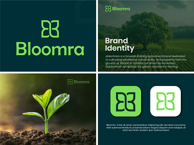 Farming logo and brand identity design bloomr brandidentity branding brandingidentity brandmark design farming logo graphic design greenbranding logo logotype modern naturalinspiration plantdesign sustainabledesign typography visualidentity