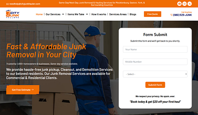 Efficient Junk Removal Website Design — Responsive & Conversion branding design graphic design illustration landingpage logo vector webdesign webxpart