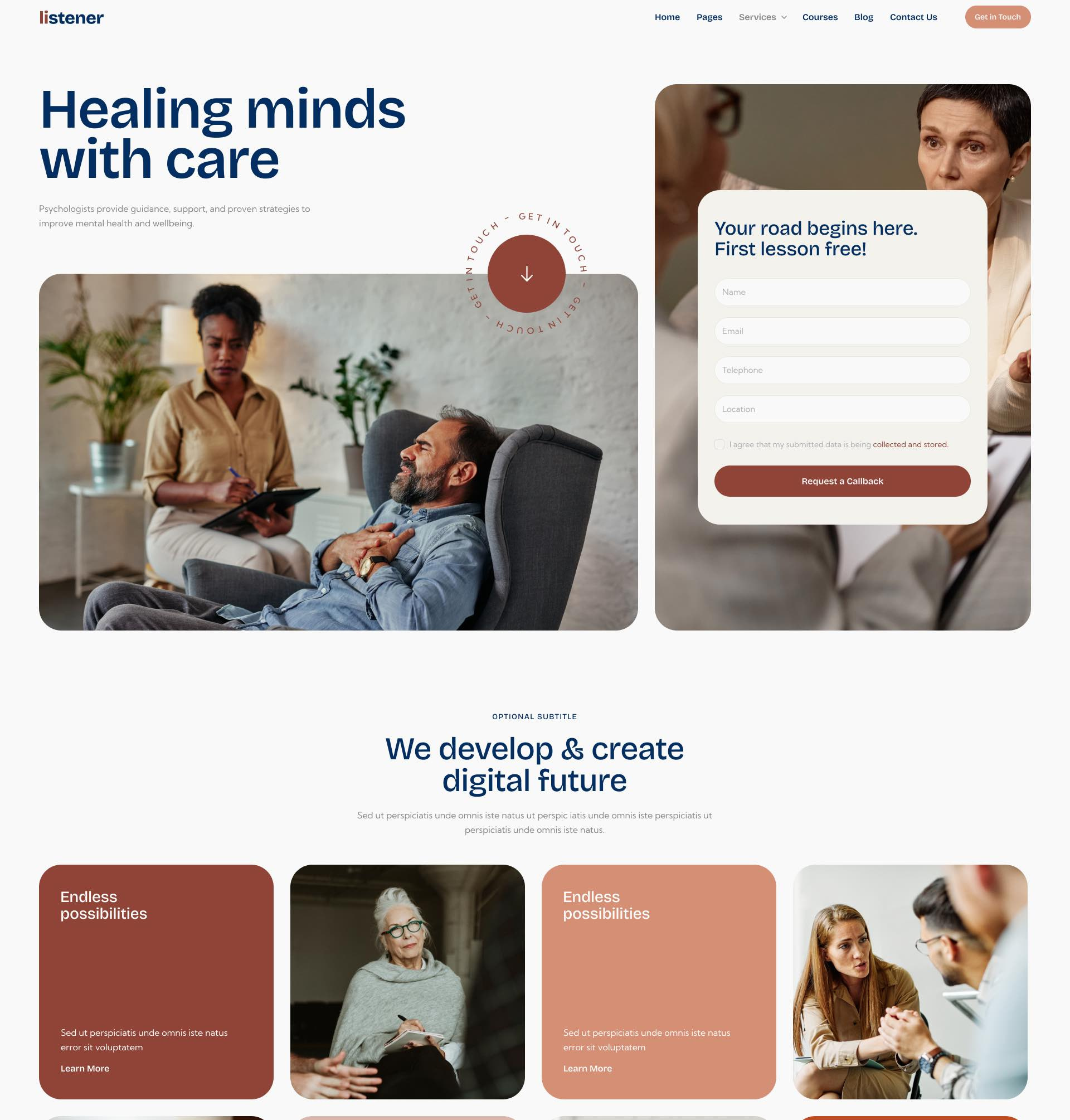 Listener - Psychology, Counseling & Therapy WordPress Theme blog business design illustration ui web design webdesign wordpress wordpress theme wordpress themes
