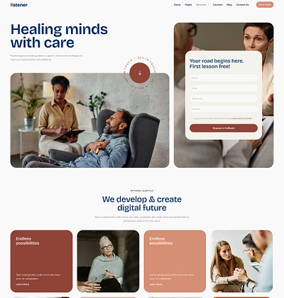 Listener - Psychology, Counseling & Therapy WordPress Theme blog business design illustration ui web design webdesign wordpress wordpress theme wordpress themes