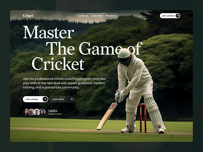 Criqet - Website Design clean coaching cricket hero landingpage sport ui webdesign