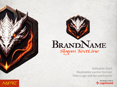 Fire Medieval Dragon Logo Emblem brand branding design dragon illustration logo logo design logotype medieval