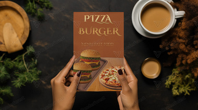 🍔🍕 Luxury Burger & Pizza Menu –(PDF + Video) editable template
