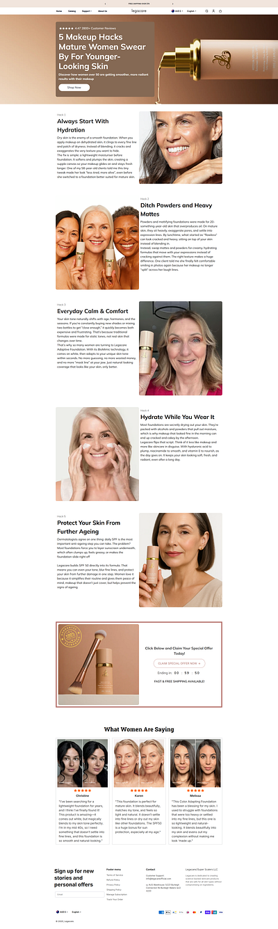 Legacare Adv 5 Makeup Hacks - Funnelish design designing funnel funnel funnelbuilder funnelish sales funnel sales page