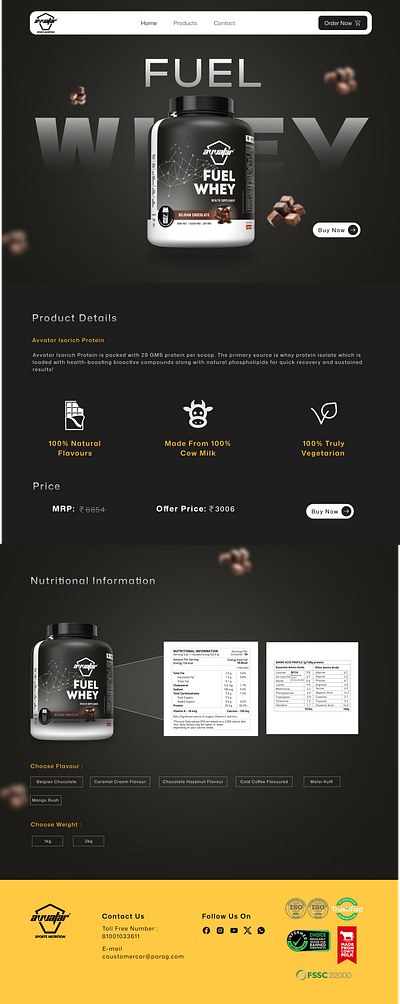 Protein Brand Landing Page Design branding ecommerce website design landing page design product design ui user interface ux web design website design