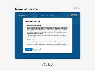 Terms of Service - Challenge of Daily UI #089 089 daily ui daily ui 089 policy product design service terms terms of service tos ui uiux ux web design
