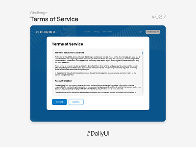 Terms of Service - Challenge of Daily UI #089 089 daily ui daily ui 089 policy product design service terms terms of service tos ui uiux ux web design