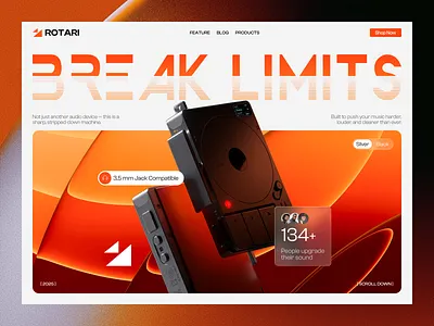 ROTARI - Web Design bold hero orange record song ui webdesign