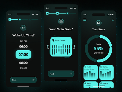 Life Tracker Mobile APP app dashboard card visual creative app dashboard visual futuristic app life tracker mobile app searchbar stats time tracker user friendly app
