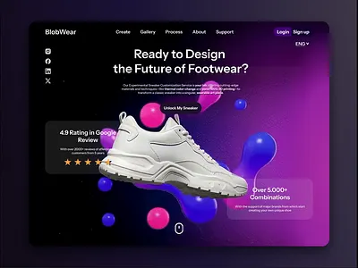 Landing Page for a Custom Sneaker E-Commerce | UI/UX Design 3d animation ai ai powered design animation b2b clean dailyui dailyuichallenge footwear landing page modern product design saas saas website sneaker ui ux web design website