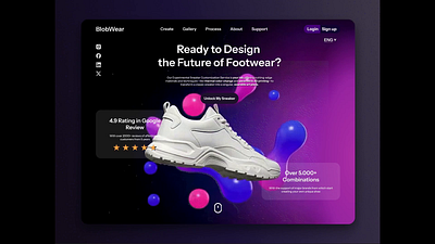 Landing Page for a Custom Sneaker E-Commerce | UI/UX Design 3d animation ai ai powered design animation b2b clean dailyui dailyuichallenge footwear landing page modern product design saas saas website sneaker ui ux web design website