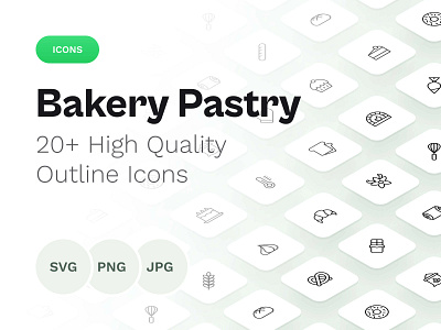 Bakery Pastry • Icon Pack baguette bakery croissant cupcake custard pie donut flour glove icon pack pastry strawberry cake toast vanilla wheat whip