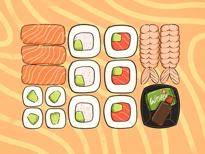 Sushi Selection design illustration illustrator lunch nori salmon sushi