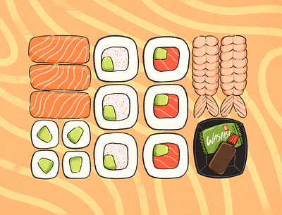 Sushi Selection design illustration illustrator lunch nori salmon sushi