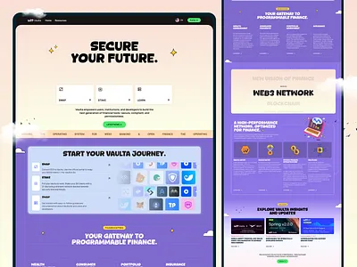 Vaulta Redesign - Crypto dApps Landing Page Design clean colorful crypto landing landing page marketing page marketing site playful site ui web design web3 website