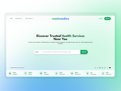 MeetMedico Home Page clinic health healthcare homepage hospital medical medicine ui design ui inspiration uiux uiux design