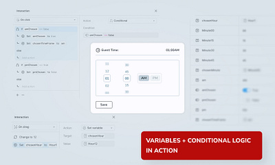 Time-Picker Component IN ACTION conditional logic figma motion graphics time picker timepicker ui ux variables