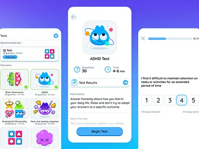 Focus - Test App Feature UI / UX design app brain branding design graphic design illustration interface mobile app test ui ui design ux vector