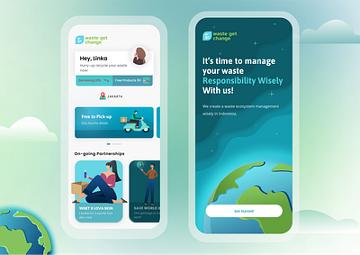 Waste Management App 2d app app design design flat graphic design illustration mobile app ui ux vector