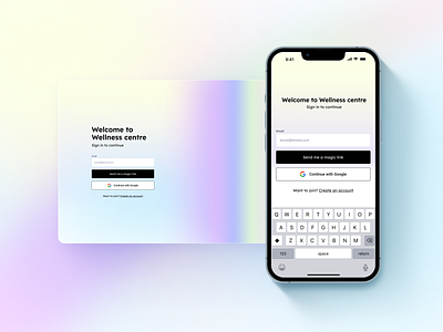 Sign up page branding create account login mobile pastel rainbow typography ui wellness