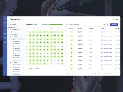 Laboratory Sample Management UI b2b saas design freezer racks laboratory molecular sample management science scientific ui ux