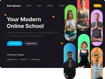 Yoga & Wellness Educational Website Calm Clean & Mindful UI D 3d animation calmdesign dribbbleshowcase educationalwebsite figmaui graphic design mindfuldesign motion graphics ui uiux uxdesign wellnessdesign yogaui
