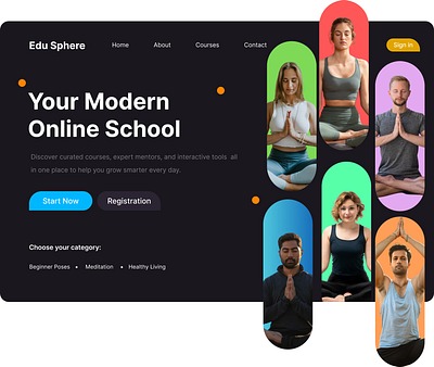 Yoga & Wellness Educational Website Calm Clean & Mindful UI D 3d animation calmdesign dribbbleshowcase educationalwebsite figmaui graphic design mindfuldesign motion graphics ui uiux uxdesign wellnessdesign yogaui