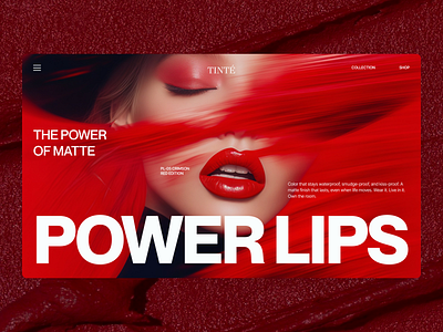Hero section The Power of Matte — Crimson Red Edition design hero section lipsproducts ui ui trends visual design webdesign