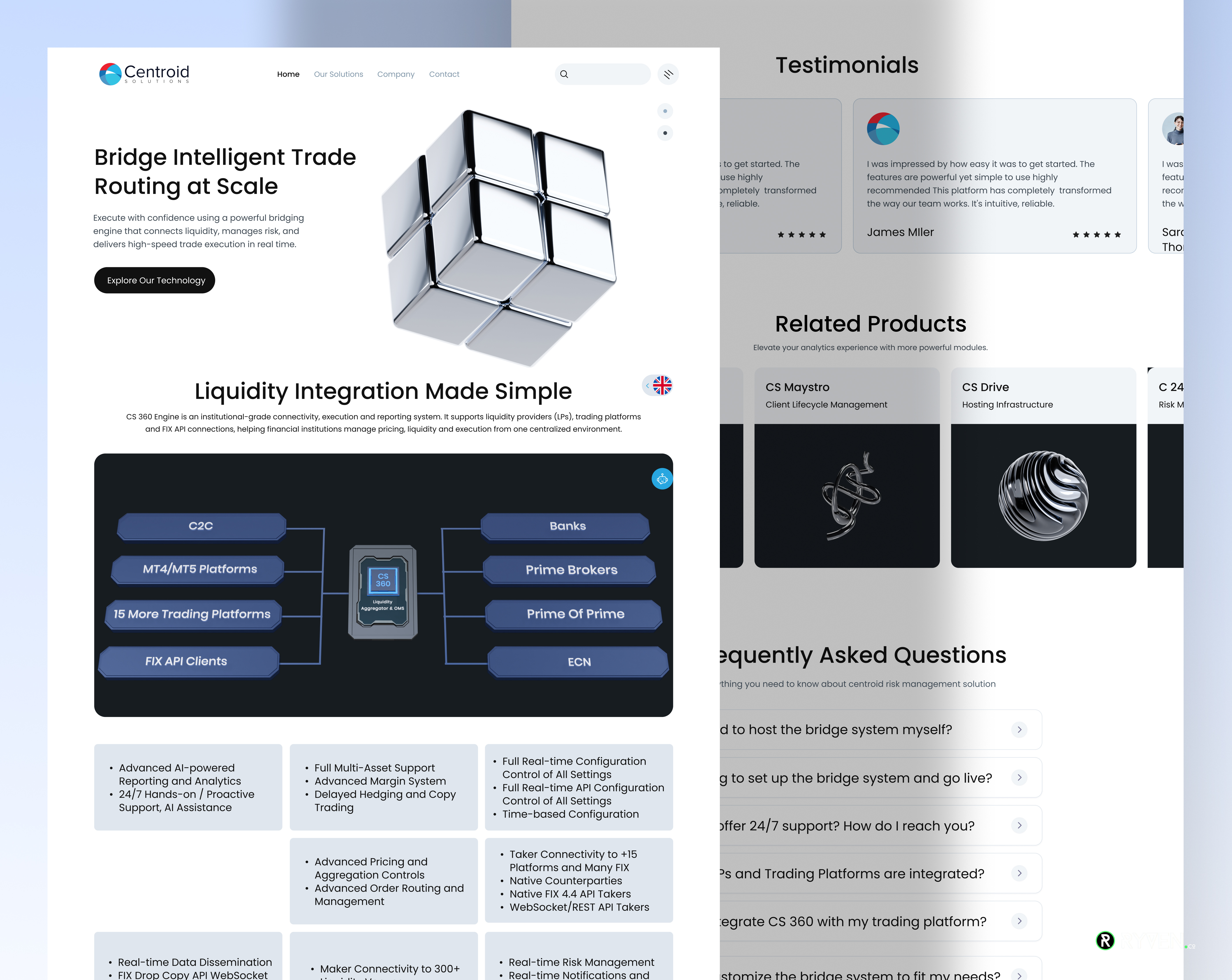 Centroid Solutions — Smart Trade & Liquidity Platform Web Design cleandesign cms design custom soltuons design digitalproduct financedashboard fintechui landingpage liquidityplatform minimaldesign modernui saasdesign technologywebsite trading uiux design uxdesign uxuidesign web development webdesign