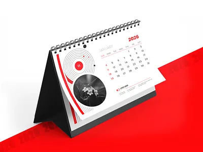 2026 Desk Calendar 2026 2026 calendar 2026 year advertising business calendar calendar design calendar template company corporate design desk desk calendar graphic design modern red table template