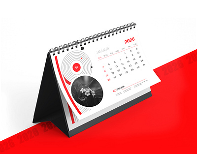 2026 Desk Calendar 2026 2026 calendar 2026 year advertising business calendar calendar design calendar template company corporate design desk desk calendar graphic design modern red table template