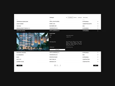 ODA Architecture. Projects page animation architecture design list typography ui ux web design