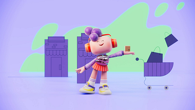Happy character 3d 3d animation 3d art branding character concept corporate violet web