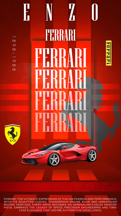 Ferrari Poster desgined by me in Photoshop branding concept ferrari graphic design logo poster