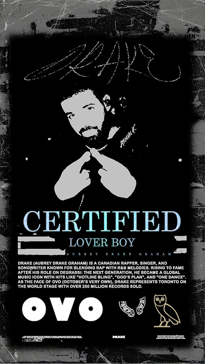 Drake Poster Design adobe ai album black branding certifiedloverboy concept culture drake graphic design hippop motion graphics music pop poster ps trap white world