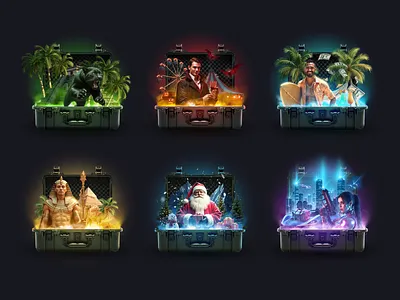 Cases collection design banner case gambling gaming graphic design igaming illustration lootbox promo