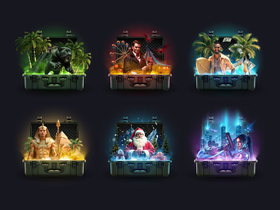 Cases collection design banner case gambling gaming graphic design igaming illustration lootbox promo