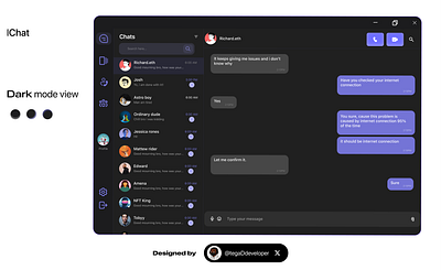 Chat app ui - Dark mode app design chat app graphic design ui uiux design web design