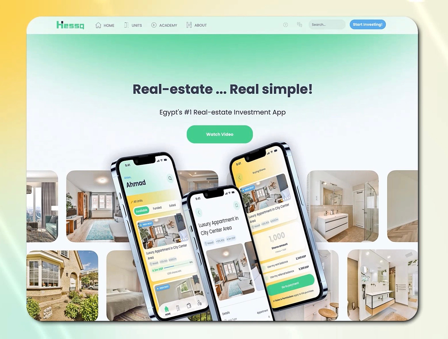 Crowd Funding Real-Estate Investment Landing Page animation app crowd funding investment landing page ui