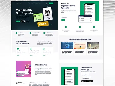 PrimeVest – Your Path to Smarter Investments design figmadesign fintech investment landing page ui ux webdesign website