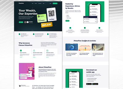 PrimeVest – Your Path to Smarter Investments design figmadesign fintech investment landing page ui ux webdesign website
