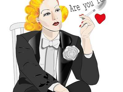 Are you ready? adobe illustrator character design cimema icons graphic design illustration marlene dietrich portrait st. valentines day st. valentines day card