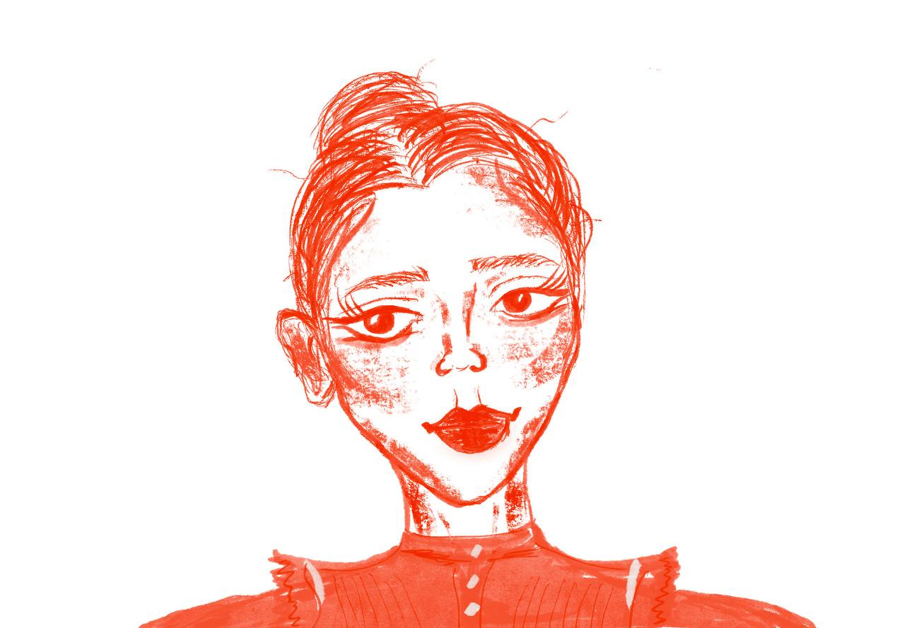 Inside Red artmood artwork digitalart femaleportrait handdrawn illustration moodyart portrait redpalette sketch terracotta texturedrawing