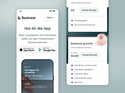 Beatvest website cta design mobile ui website