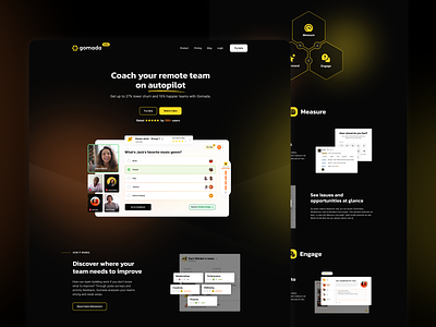 Website Design Gomada black dark dashboard futuristic header orange ui ux website yellow