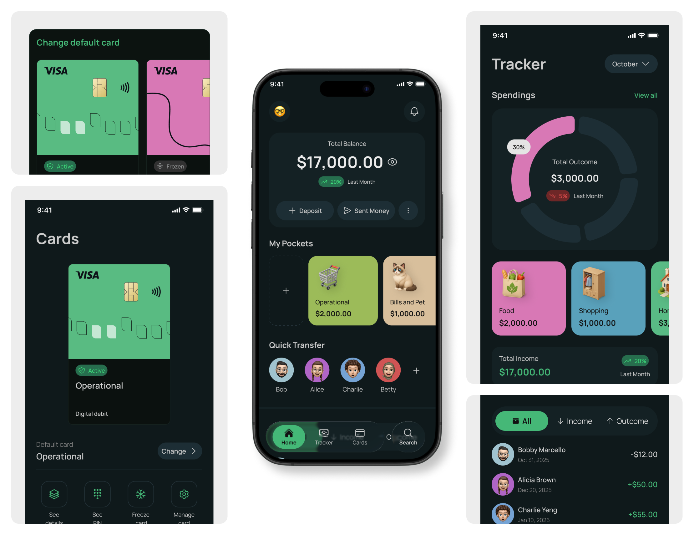 Digital Bank Experience bankapp banking darkmode digitalbank exploration financialapp fintech mobileapp ui uidesign uiux