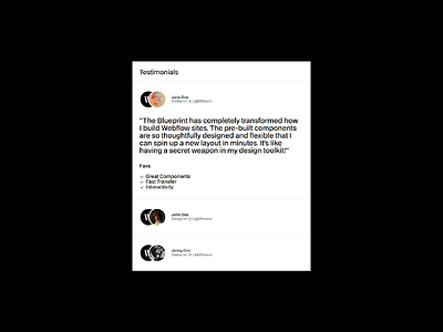 The Blueprint - List 08 (Tablet) component library hero sections minimalism web design webflow