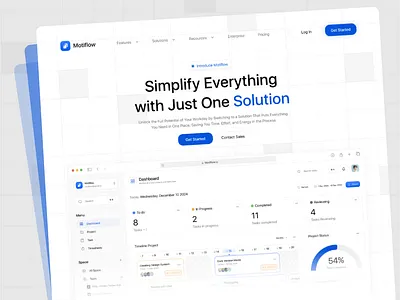 Motiflow | Workflow management landing page dashboard figma landing page simple website