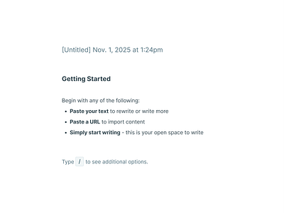 copy.ai AI Text Editor Empty State ai copy copyai editor empty state flat getting started greyscale minimal shortcut simple text text only ui ux whitespace