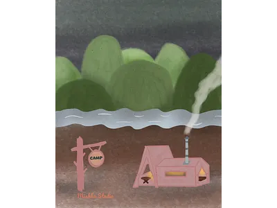 After the Climb camping camping illustration digital art digital illustration graphic design hiking home decor office decor wall art wall decor